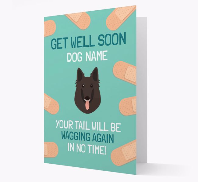 Personalized 'Get well soon {dogsName}' Card with {breedFullName} Icon